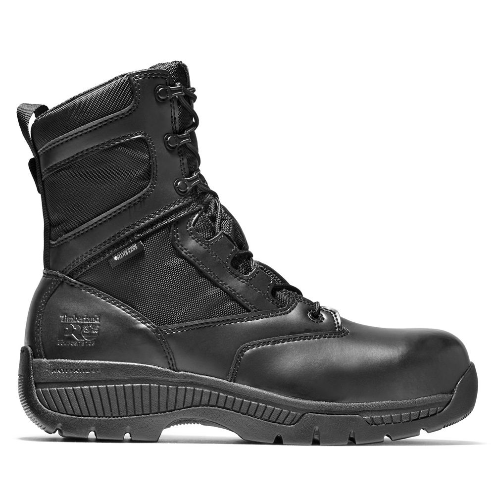 Botas Pro Timberland Argentina Hombre - Pro Valor™ Duty 8" Side-Zip Comp Toe - Negras - BGJAOX-107